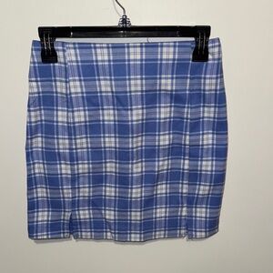 love on a hanger Blue & White Plaid Mini Skirt